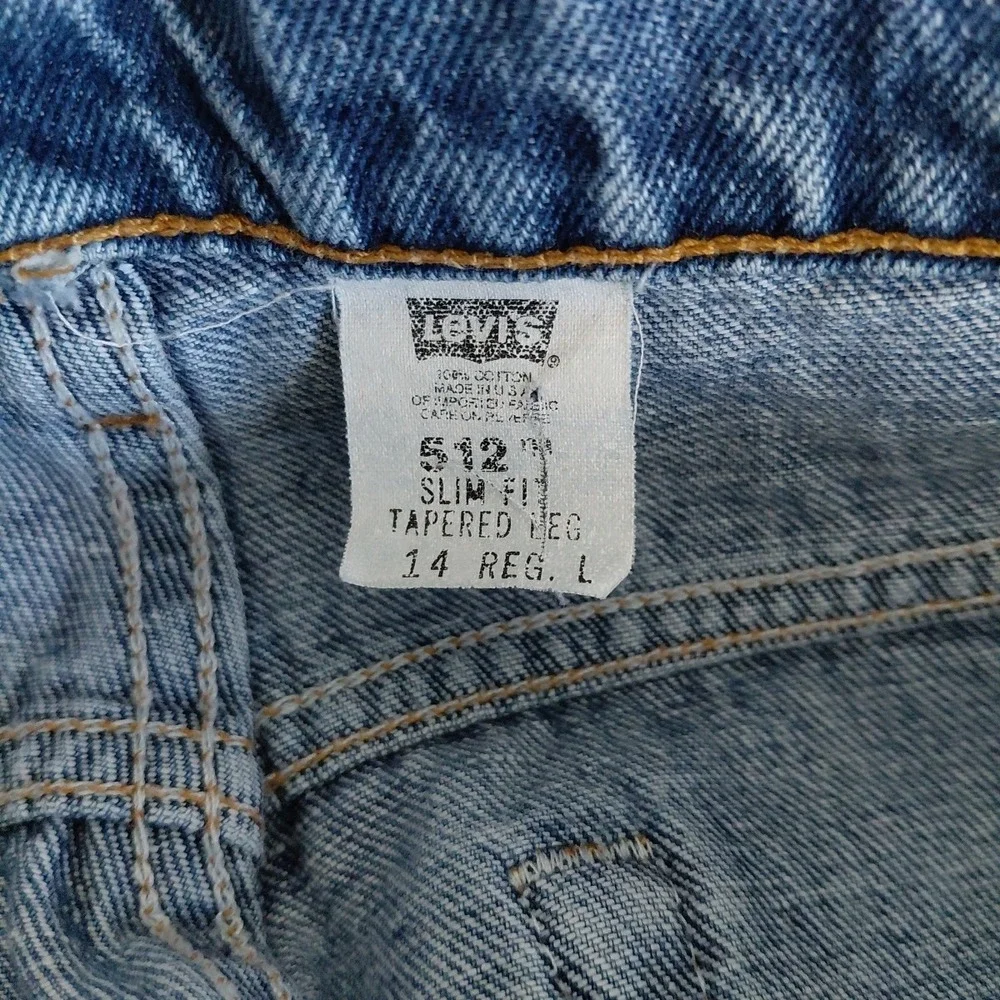 VINTAGE Levi's 512 Denim Jeans Size 14 USA Slim Fit Tapered Leg "R" Only Tag - Picture 11 of 13